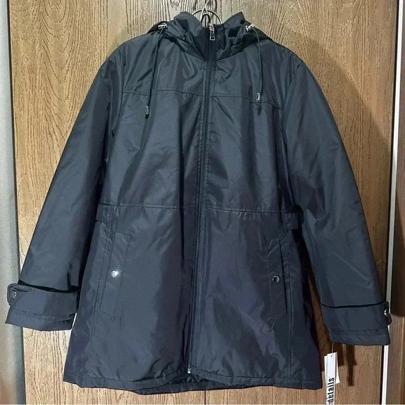 D.E.T.A.I.L.S INTL NWT Men's Winter Coat Large Dark Grey Zip Up Jacket with Hood - Picture 1 of 13